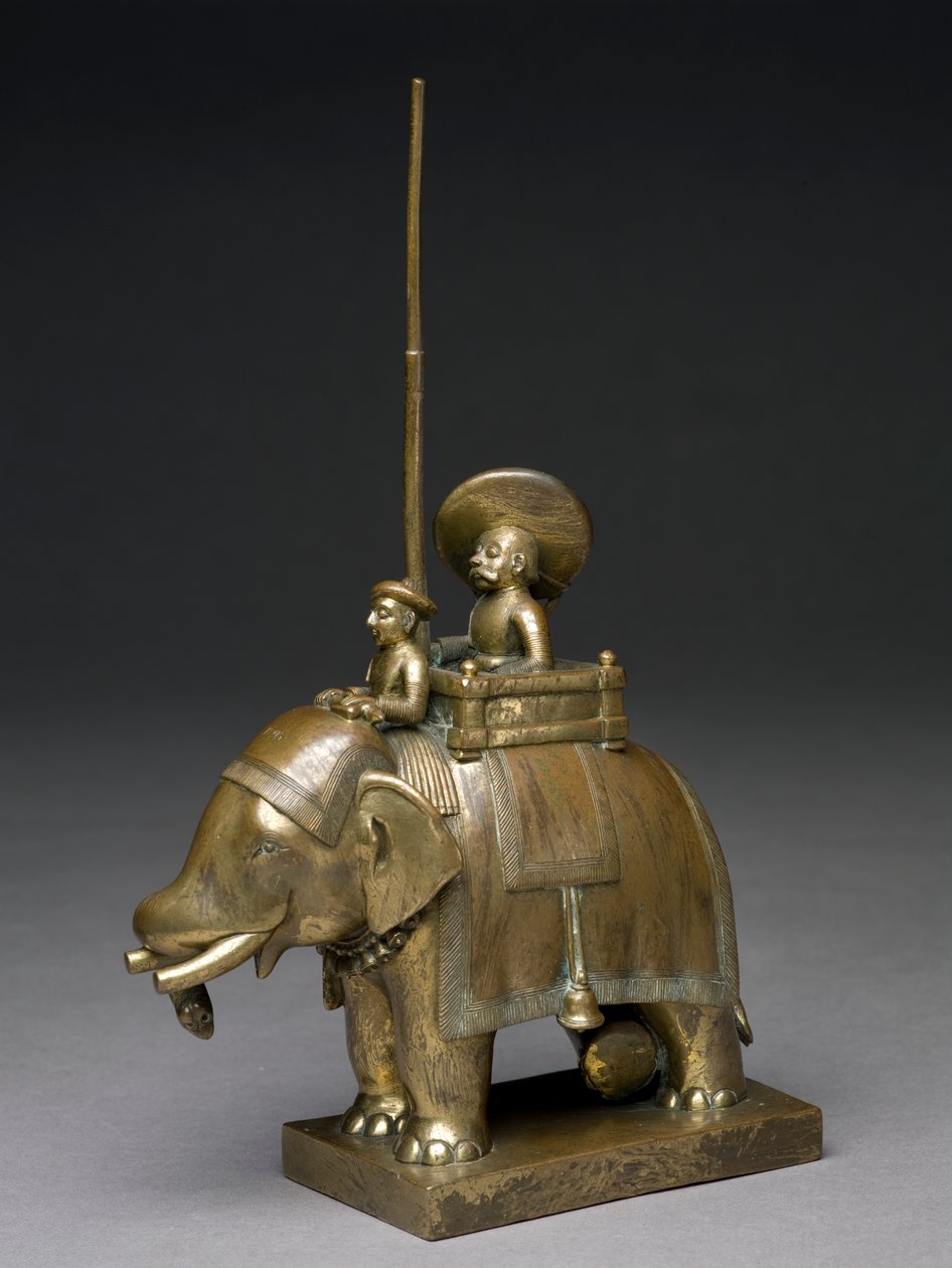 En officer som rider på en elefant, 1795 (mässing) av Indian School