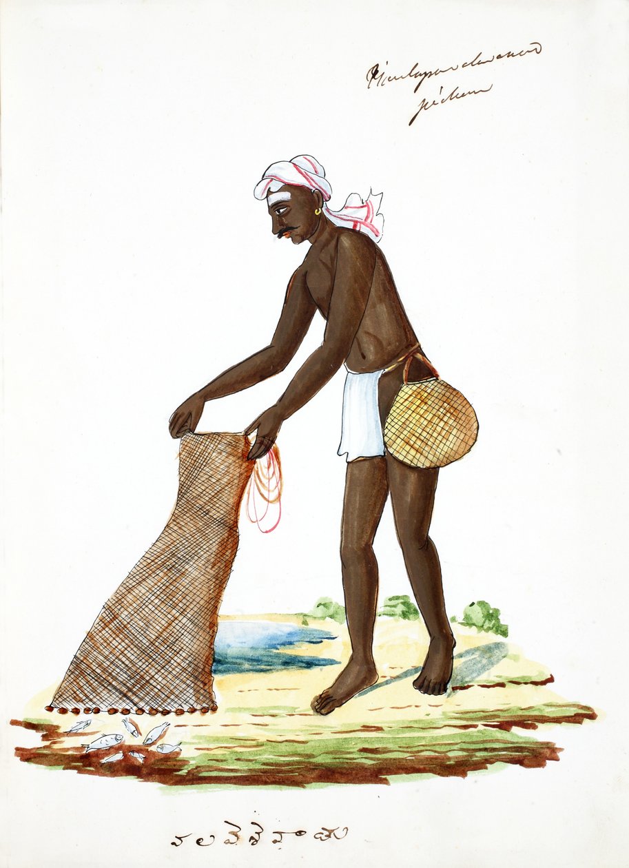 Fisherman (wc på papper) av Indian School