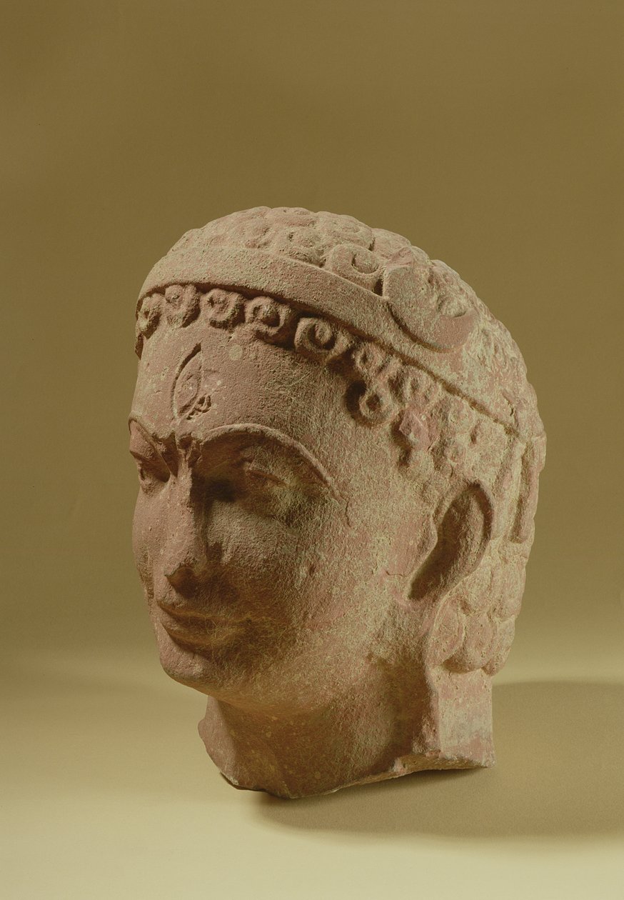 Head of Siva, Mathura (röd sandsten) av Indian School