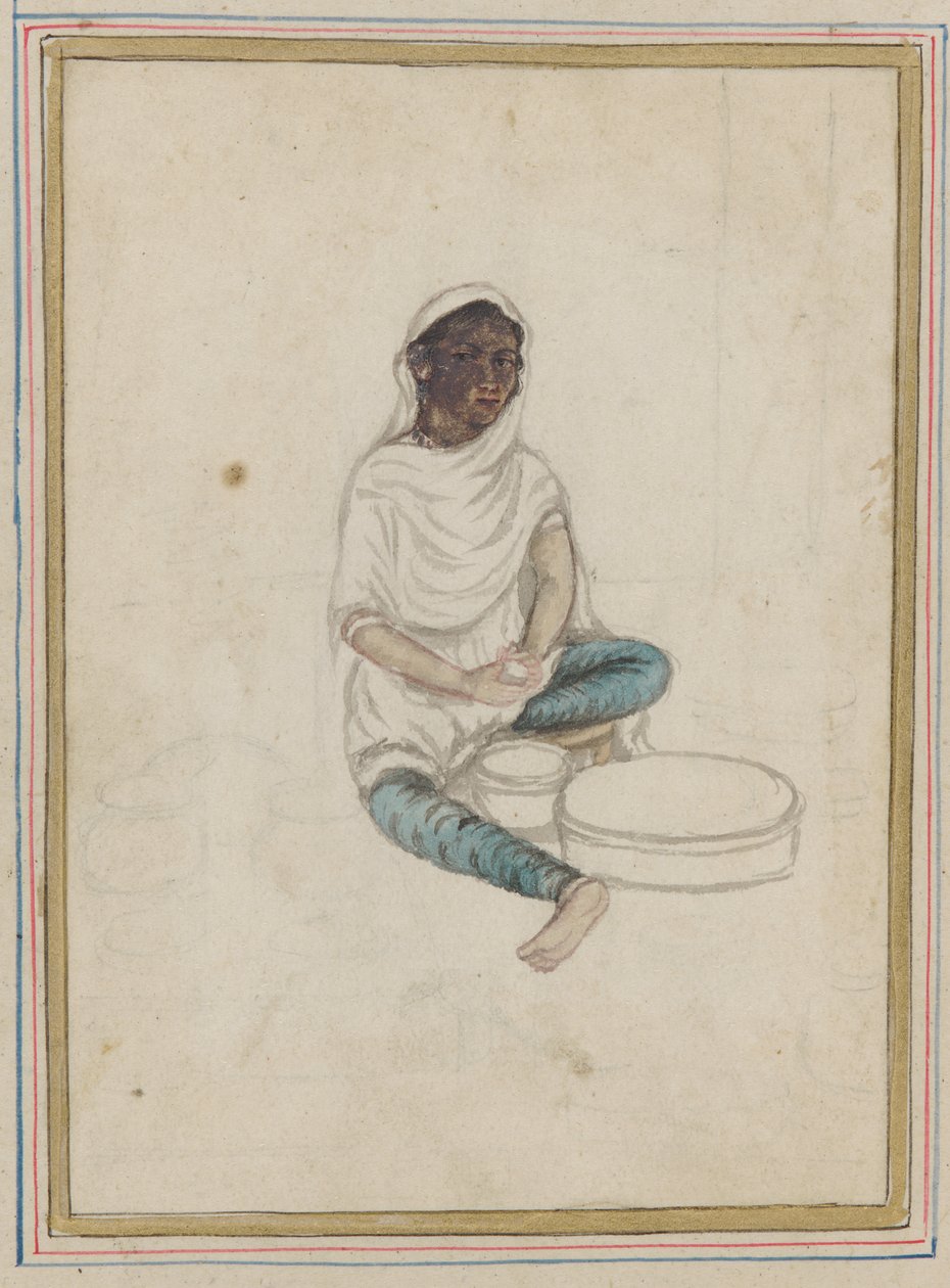 Kvinna som maler majs av Indian School