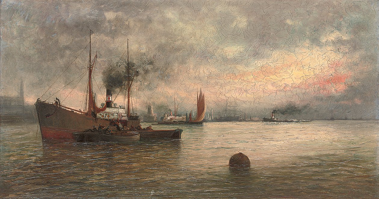 Lossning av last i en hamn, 1871 av Ioannis Altamouras