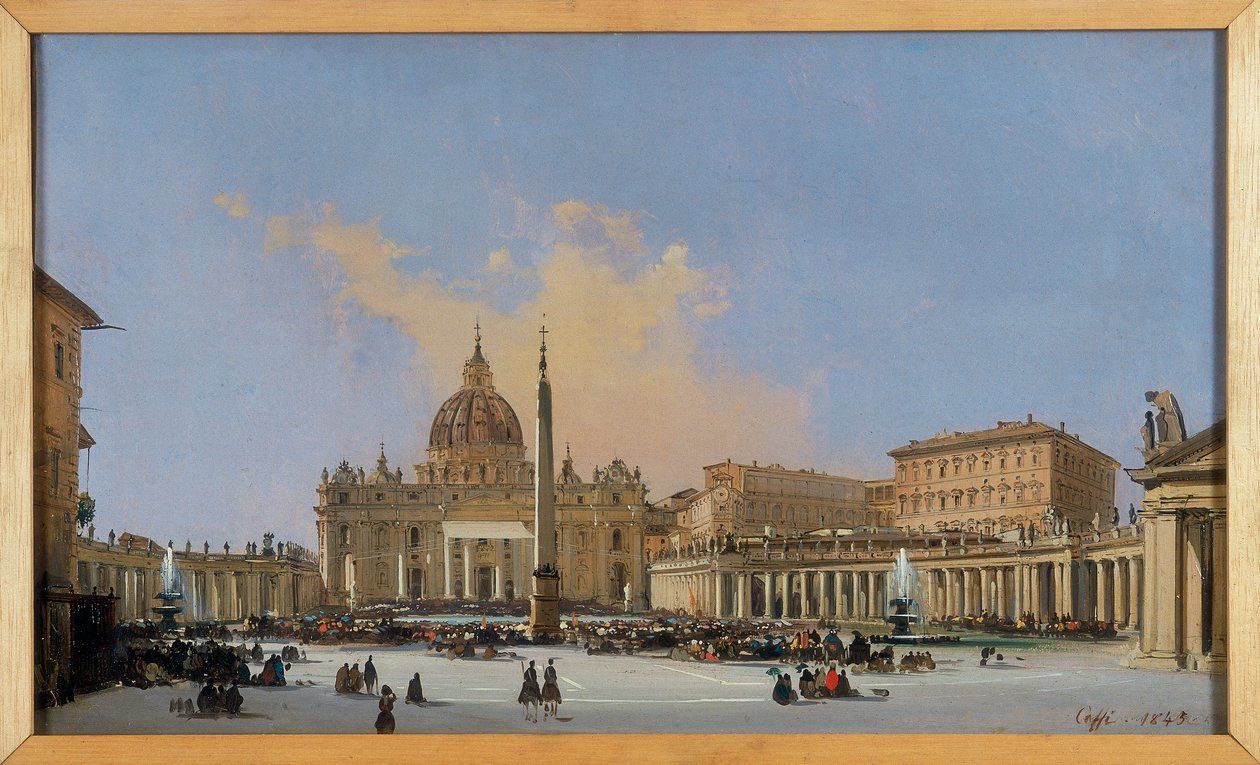 Påvlig välsignelse på Piazza San Pietro av Ippolito Caffi