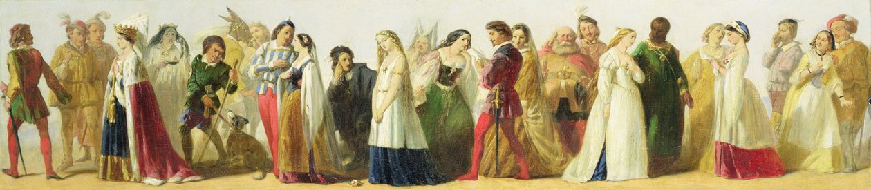 Procession af karakterer fra Shakespeare swed av Irish School