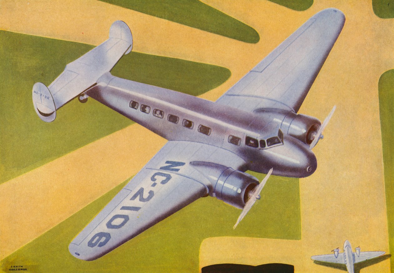 Lockheed Electra (färglitografi) av Irvin L. Holcombe