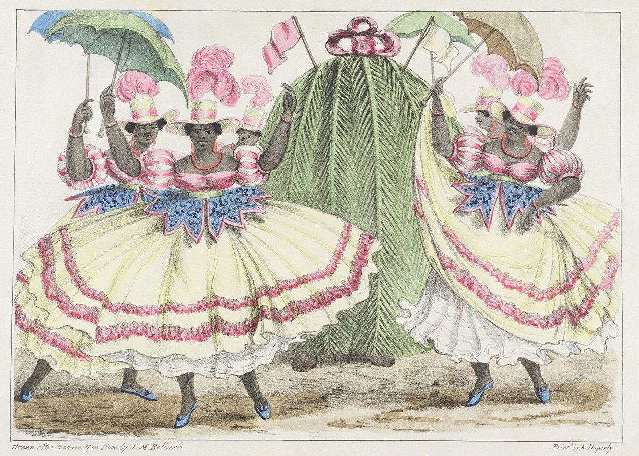 Red-Set Girls och Jack-in-the-Green, platta 2 från "Sketches of Character...", 1838 av Isaac Mendes Belisario