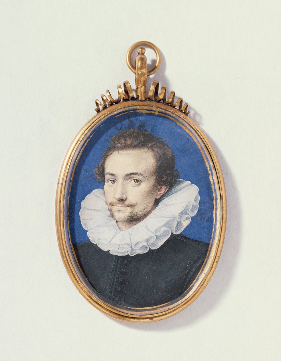 Porträtt av en svartklädd man, ca 1590-1600 (wc på pergament) av Isaac Oliver