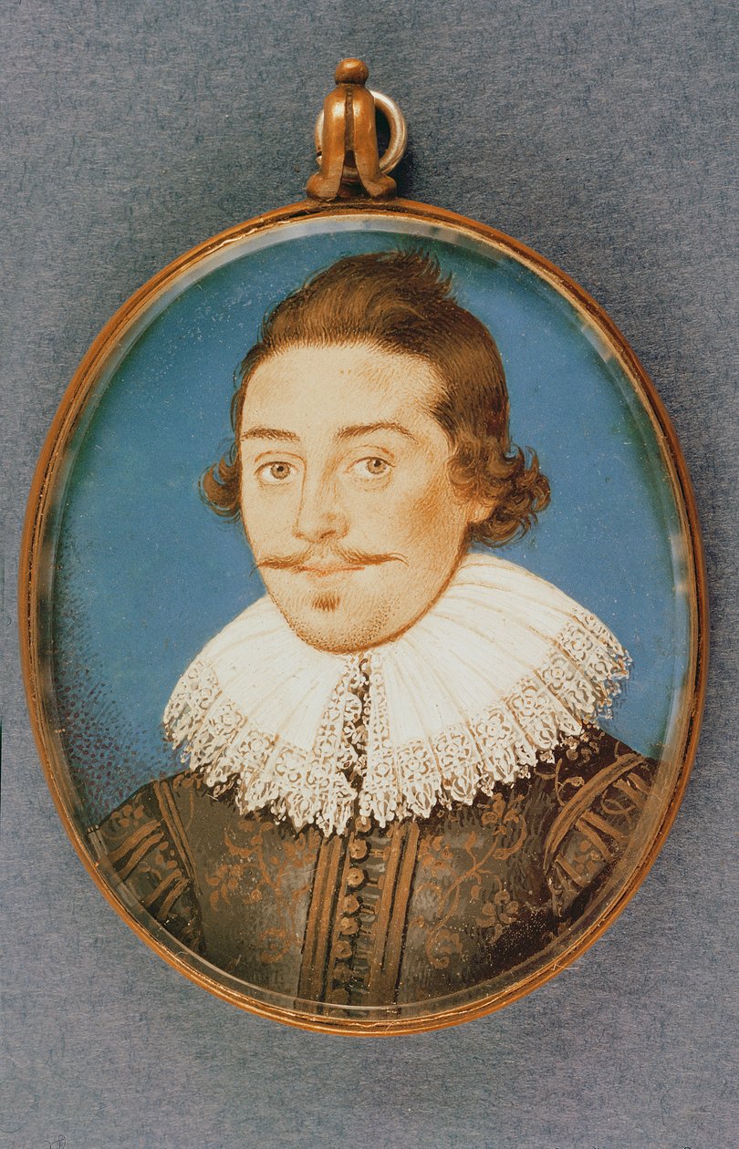 Okänd medlem av familjen Dorset, miniatyr, c.1615 av Isaac Oliver