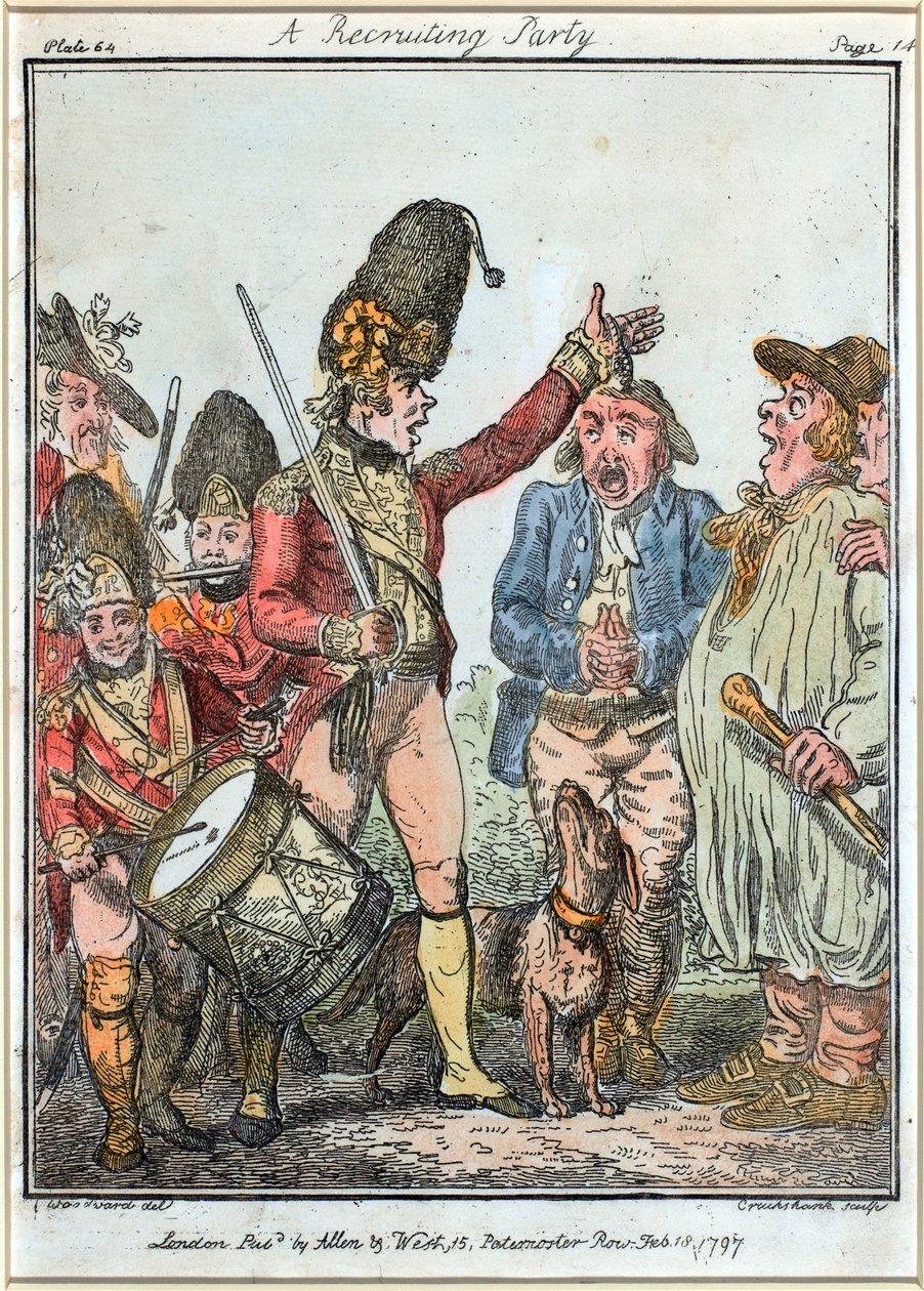 "En rekryteringsfest" av Isaac (after) Cruikshank