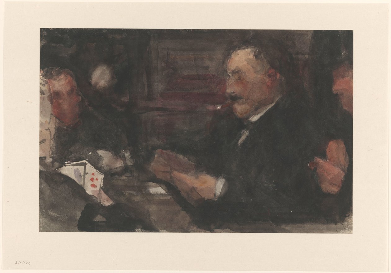 Herrar som spelar kort i caféet av Isaac Israels