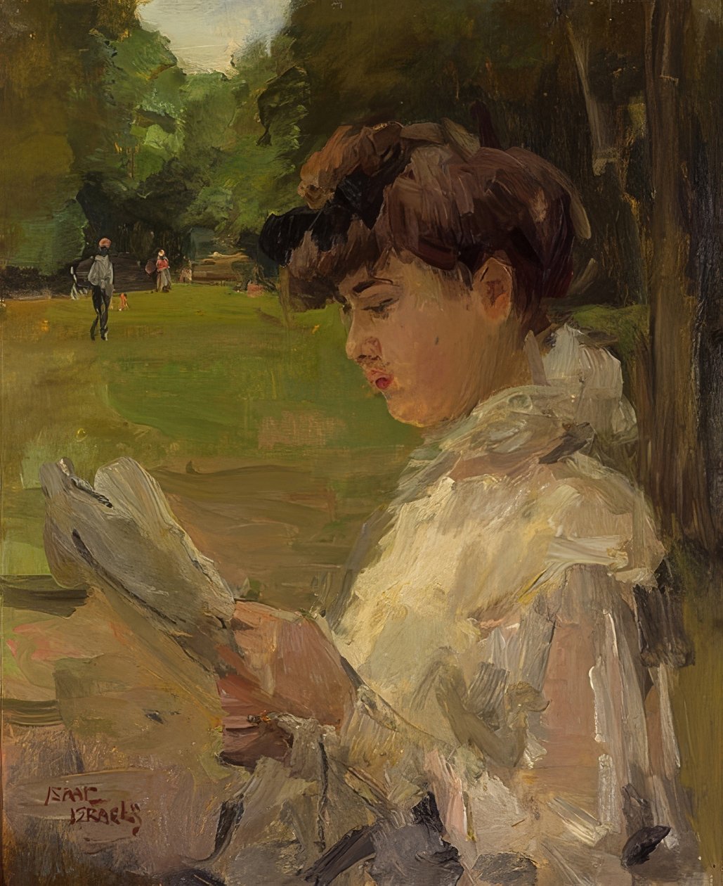 Läsande tjej. Omkring 1906 av Isaac Israels