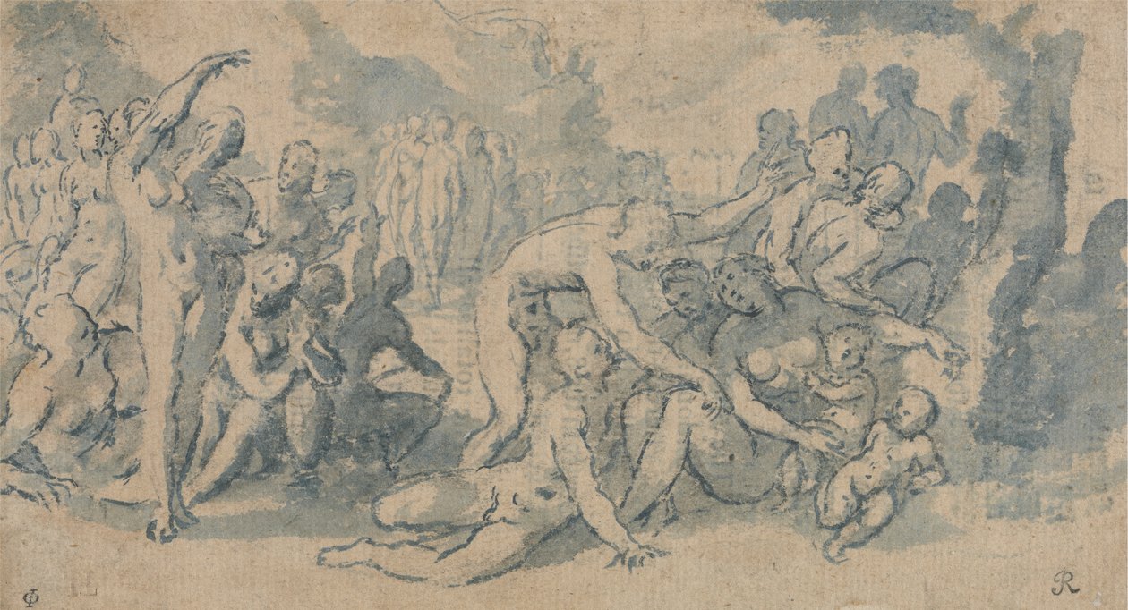 Klassisk studie med många nakenfigurer av Isaac Oliver
