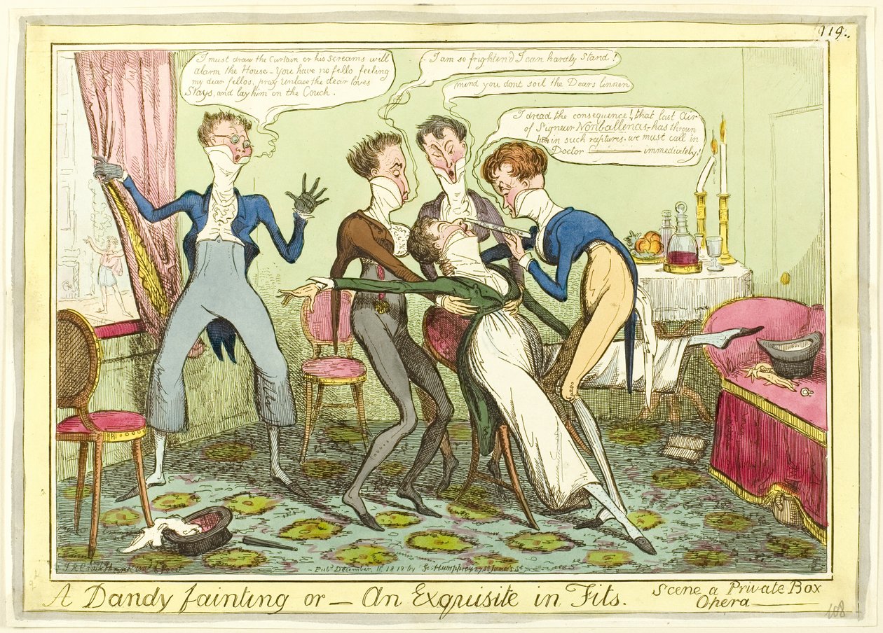 En dandy som svimmar av Isaac Robert Cruikshank