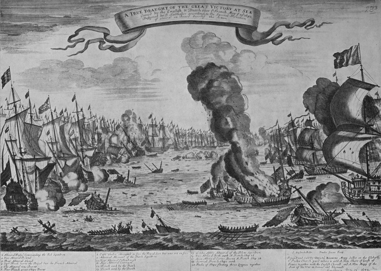 Slaget vid Barfleur, c1695, 1924 av Isaac Sailmaker