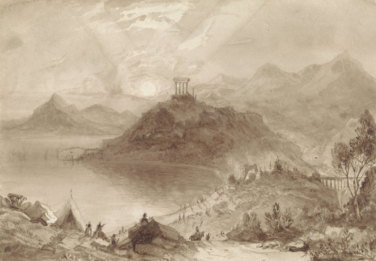 Klassiskt landskap med tempel av Isaac Weld
