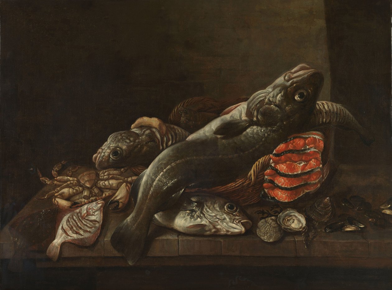 Stilleben med fisk av Isaac van Duynen