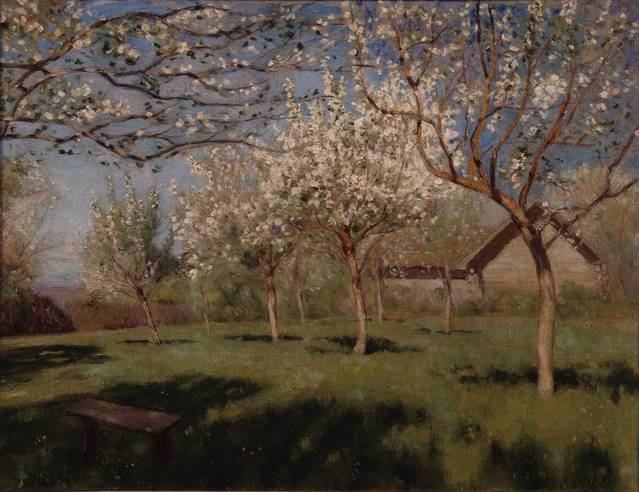 Äppelträd som blommar av Isaak Ilyich Levitan