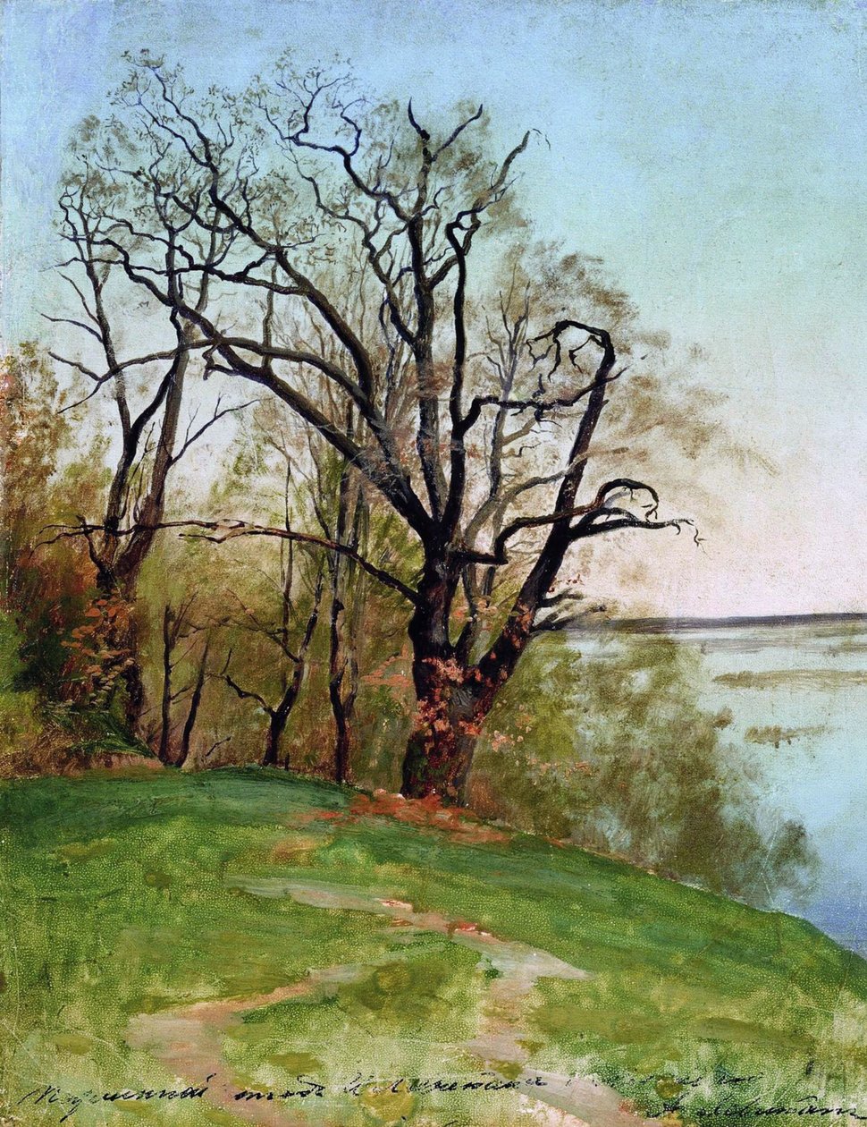 Ek på flodstranden, 1887. av Isaak Ilyich Levitan