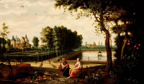 Vertumnus och Pomona (panel) av Isaak van Oosten