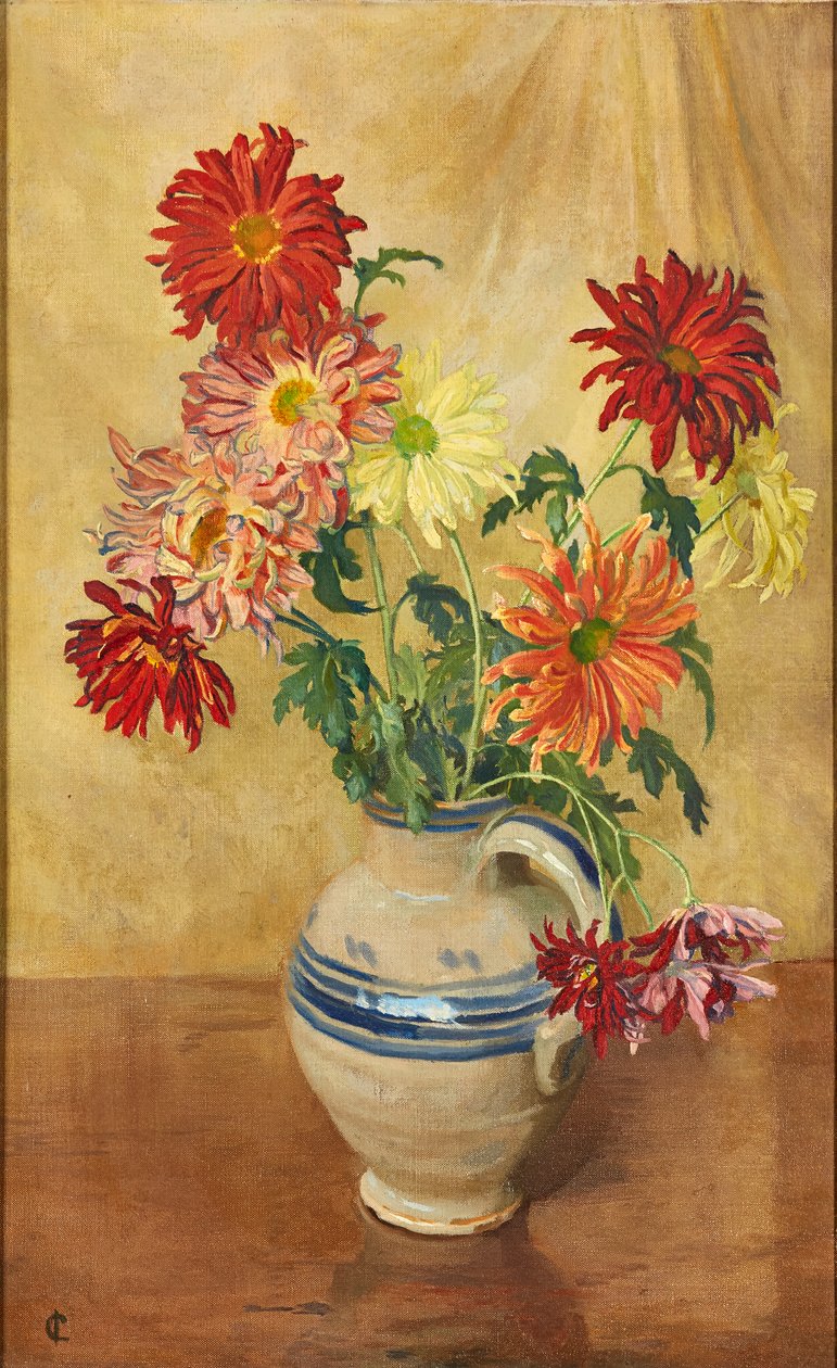 Krysantemum (olja på duk) av Isabel Codrington