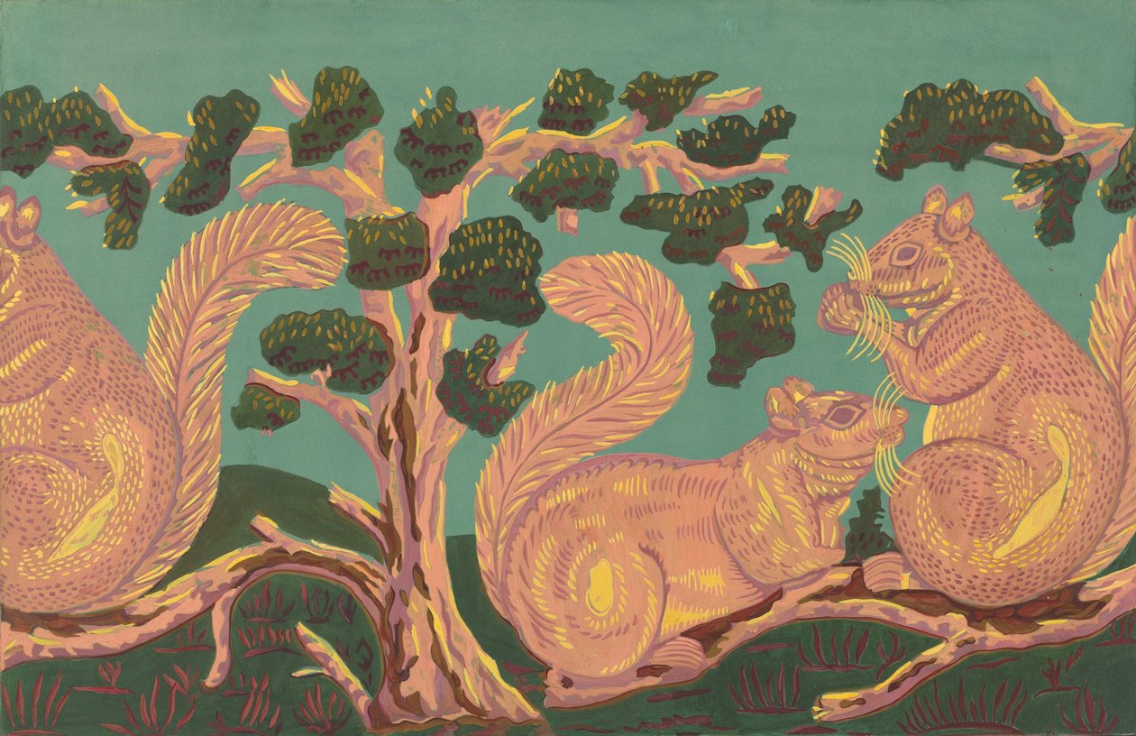Bandbox Design - Ekorrar, ca. 1938. av Isabella Ruth Doerfler