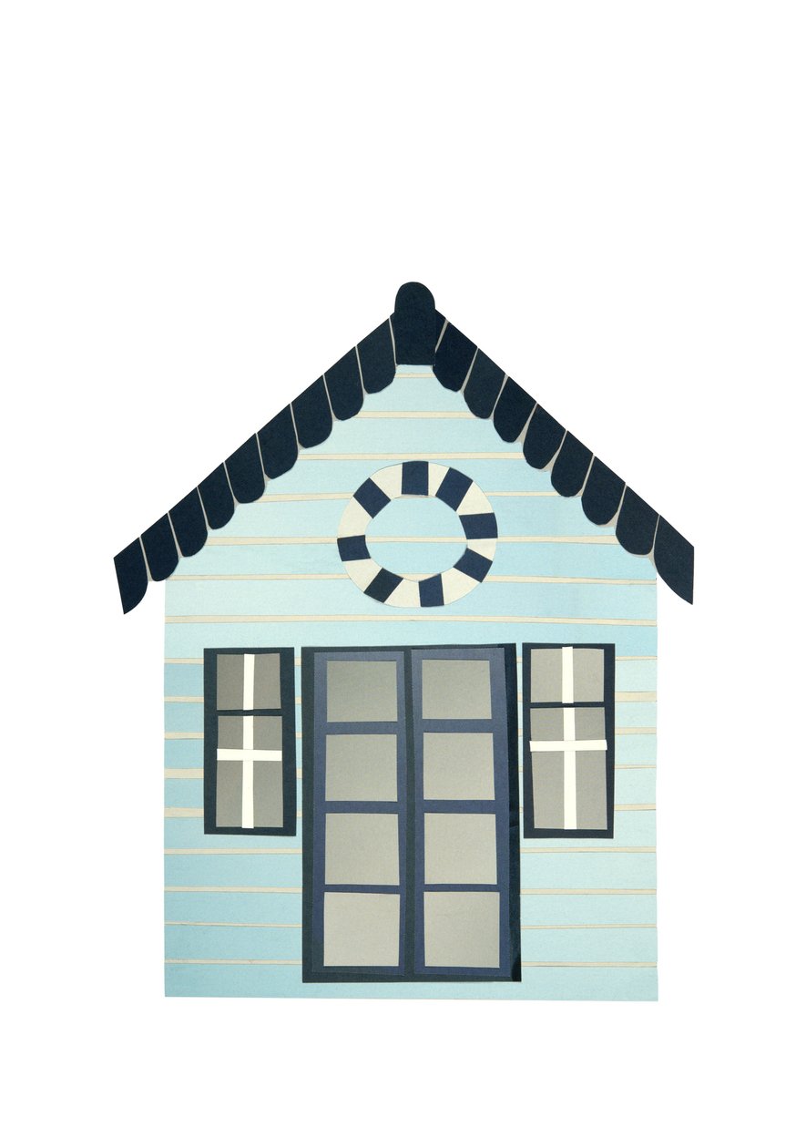 Beach hut, 2014 (klippt papper) av Isobel Barber