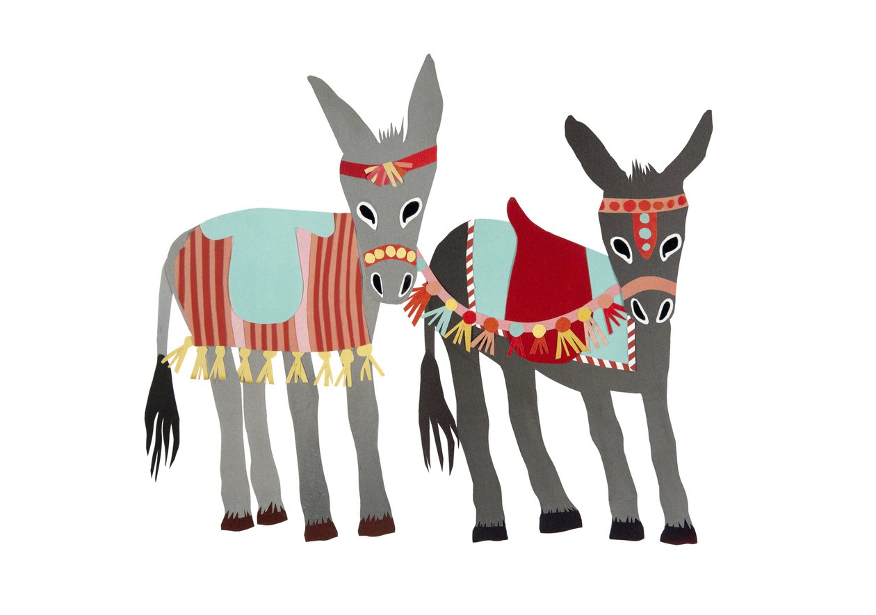 Donkeys, 2014 (klippt papper) av Isobel Barber