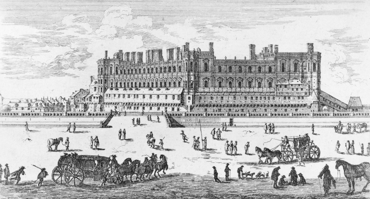 Utsikt över Chateau de Saint-Germain-en-Laye, 1658 (gravyr) (bw foto) av Israël Silvestre the Younger