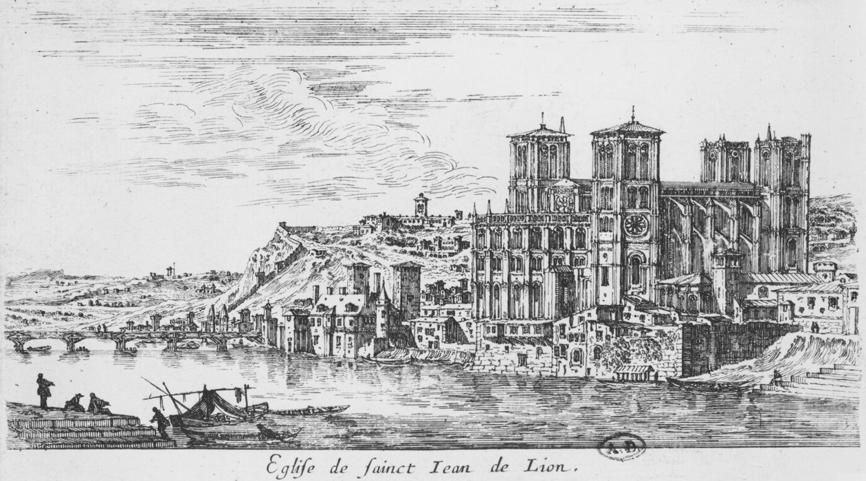Utsikt över Saint-Jean-katedralen, Lyon av Israël Silvestre the Younger