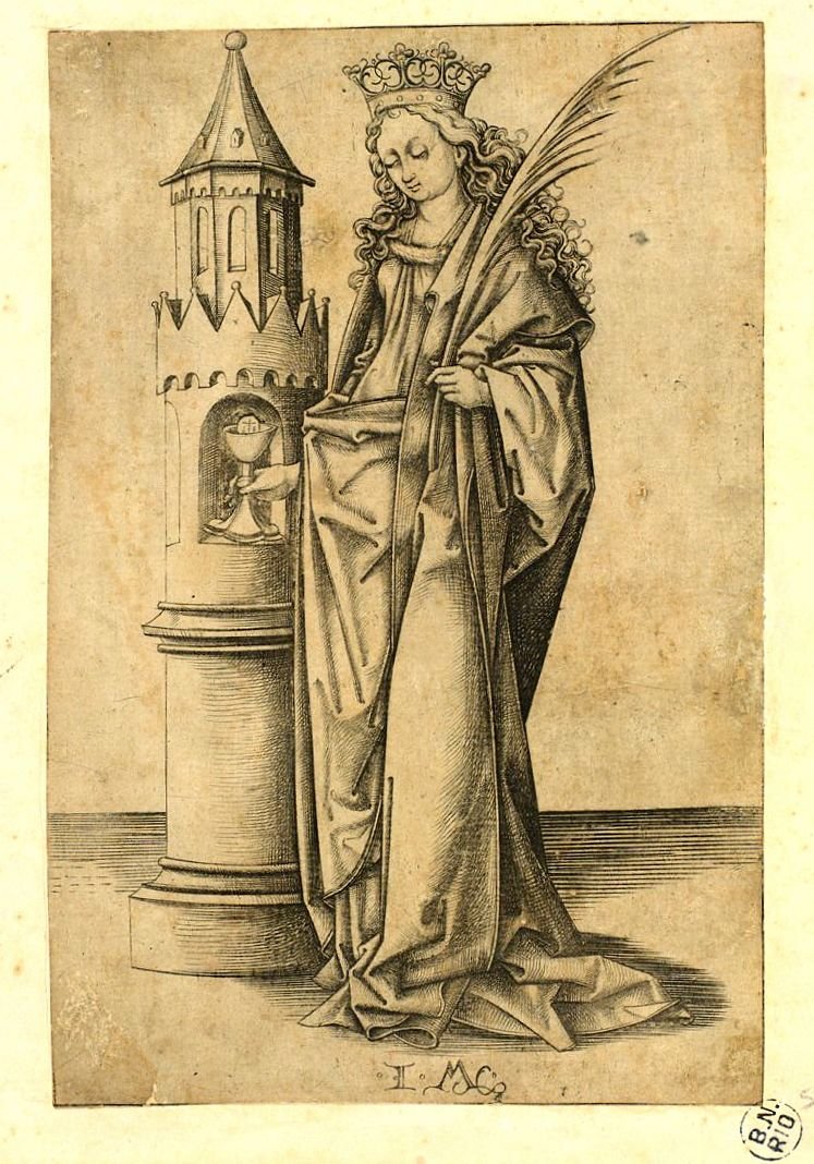Saint Barbara av Israhel van Meckenem