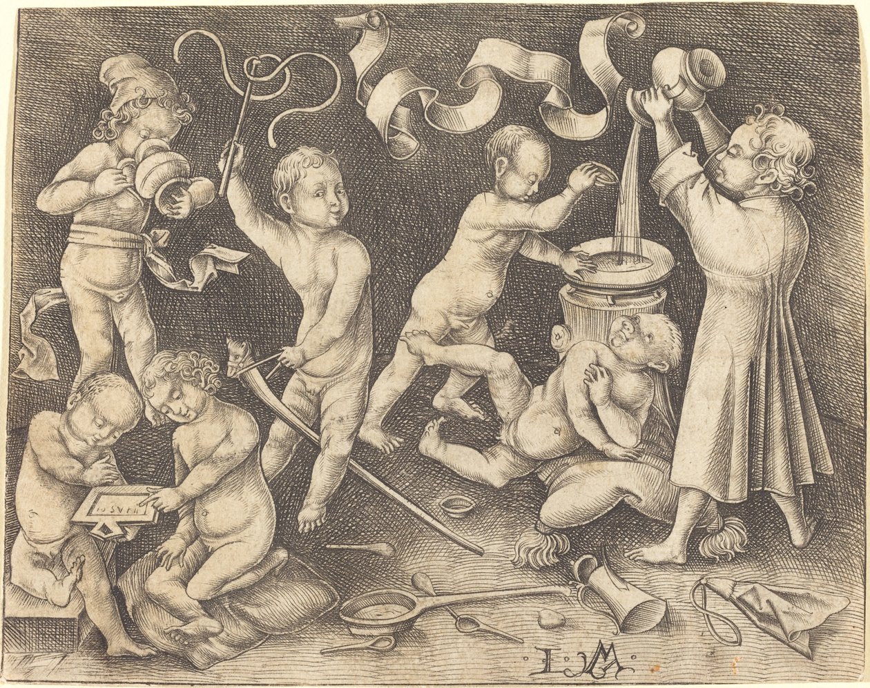 Sju lekande barn, ca. 1490. av Israhel van Meckenem