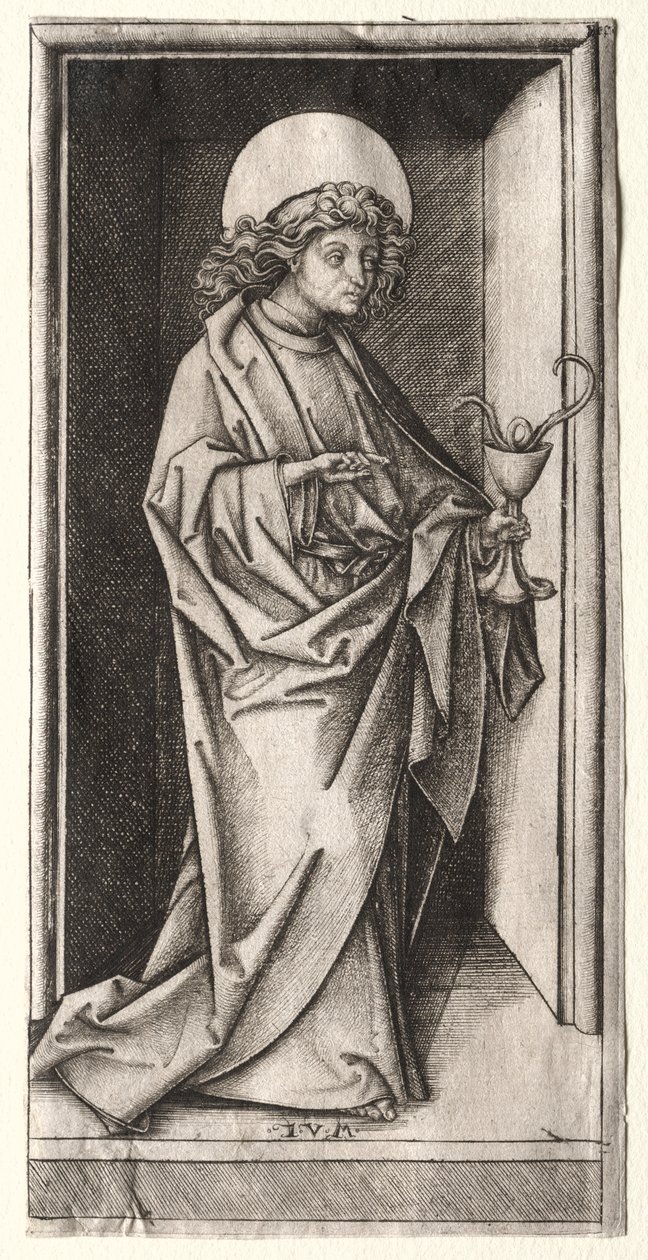 Johannes med orm i kalk. av Israhel van Meckenem
