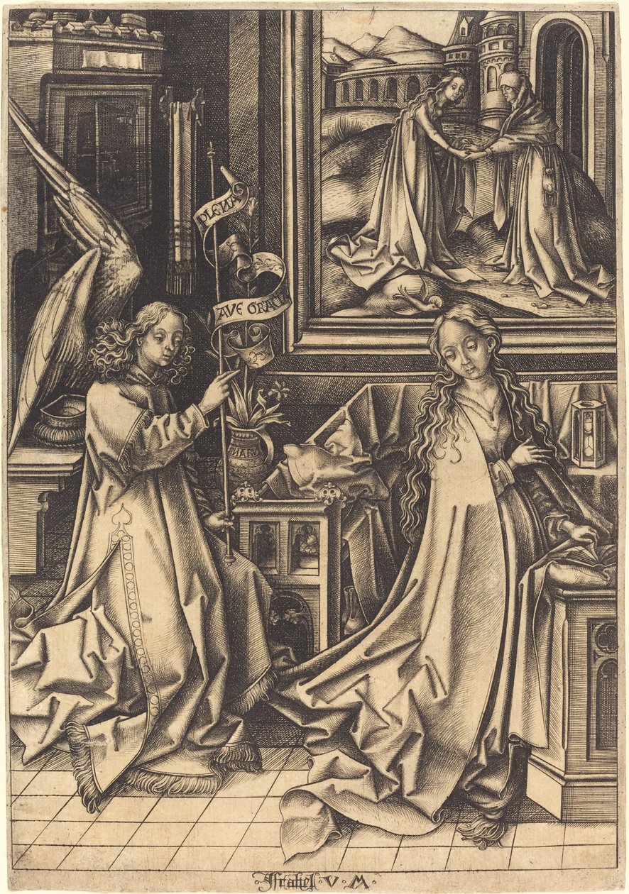 Bebådelsen av Israhel van Meckenem after Hans Holbein the Elder