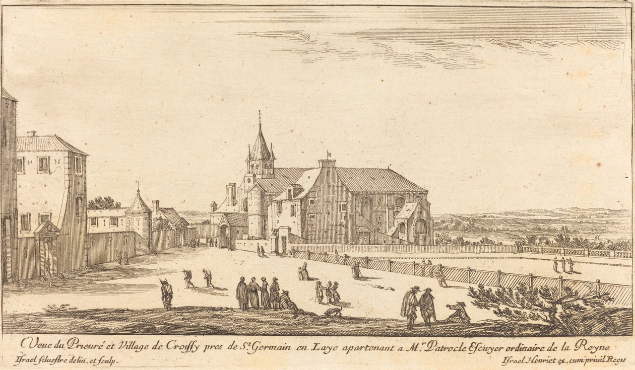 Vy över Prioress och Village of Croissy av Israël Silvestre