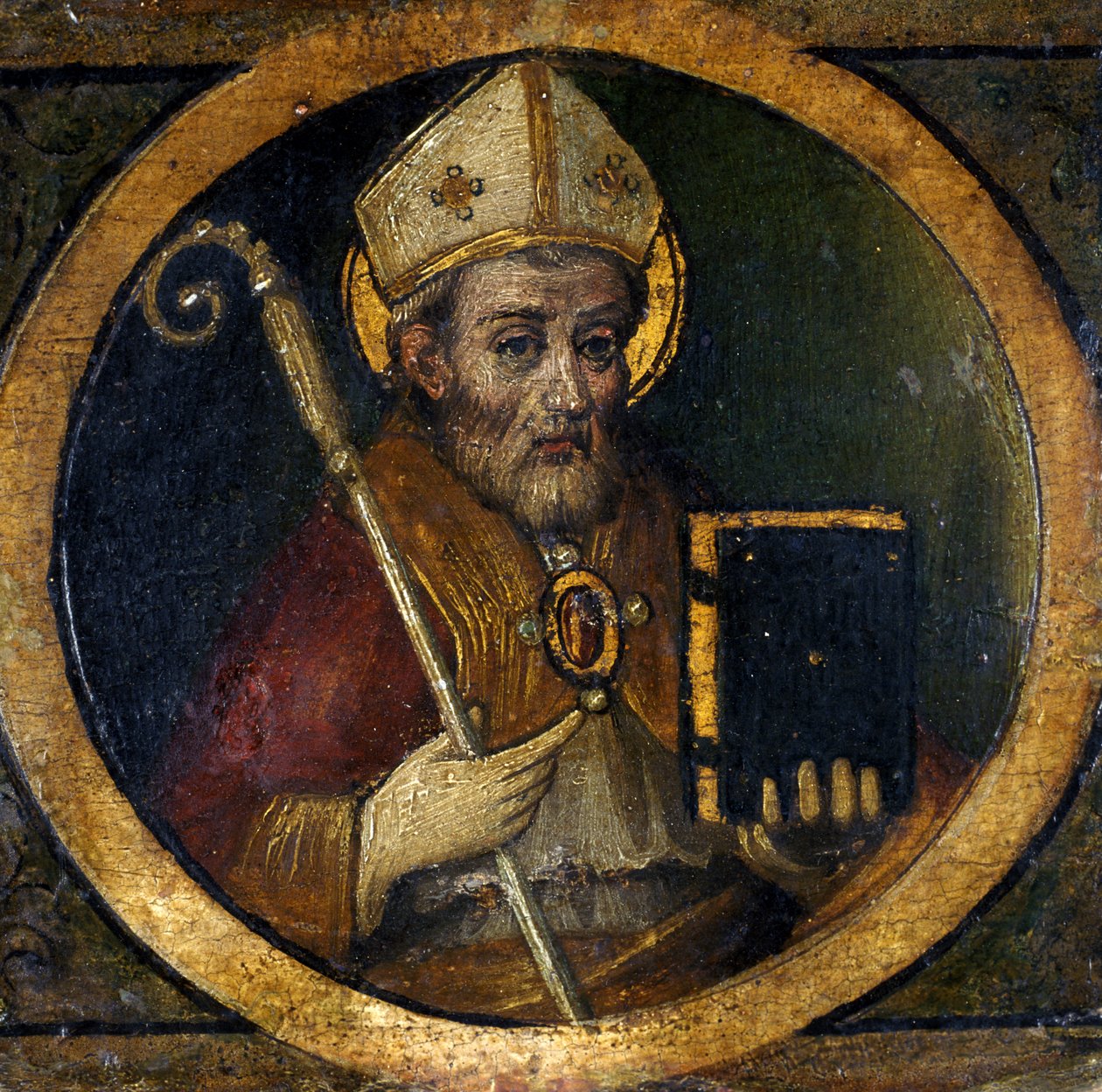 En helig biskop (tempera på poppelträ) av Italian School