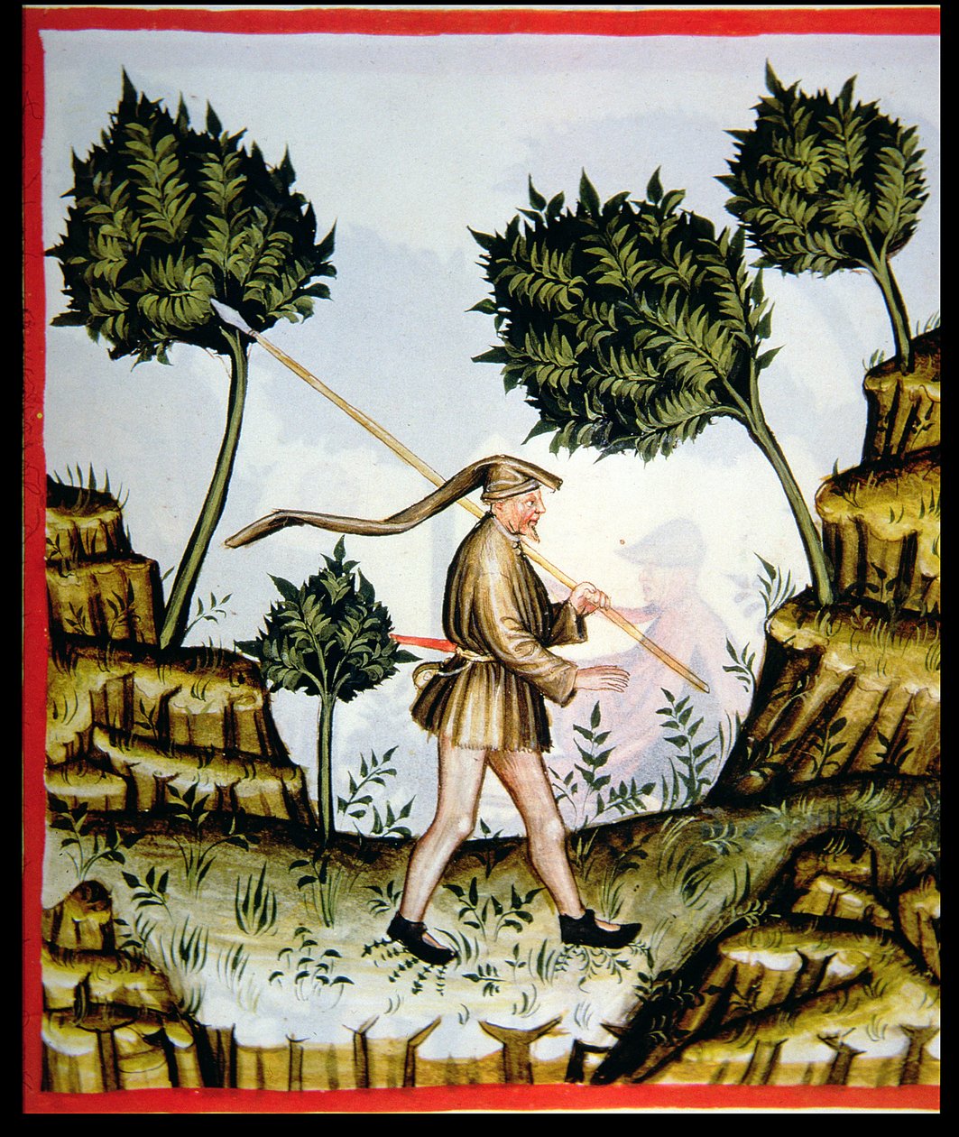 Nova 2644 fol.58r Sydvinden, från Tacuinum Sanitatis av Italian School