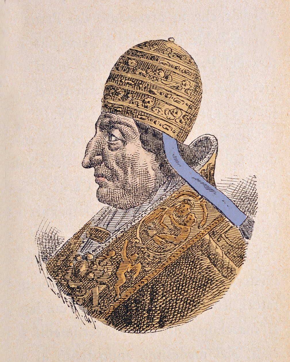 Porträtt av påven Clement XII (Clemente eller Clemens) (1730-1740), 1898 (gravyr med senare färgsättning) av Italian School