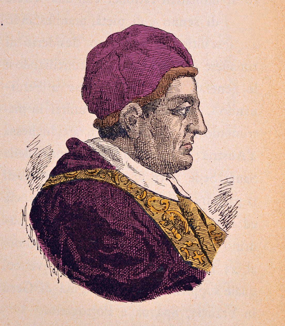 Porträtt av påven Clement XIV (Clemente eller Clemens) (1769-1774), 1898 (gravyr med senare färgsättning) av Italian School