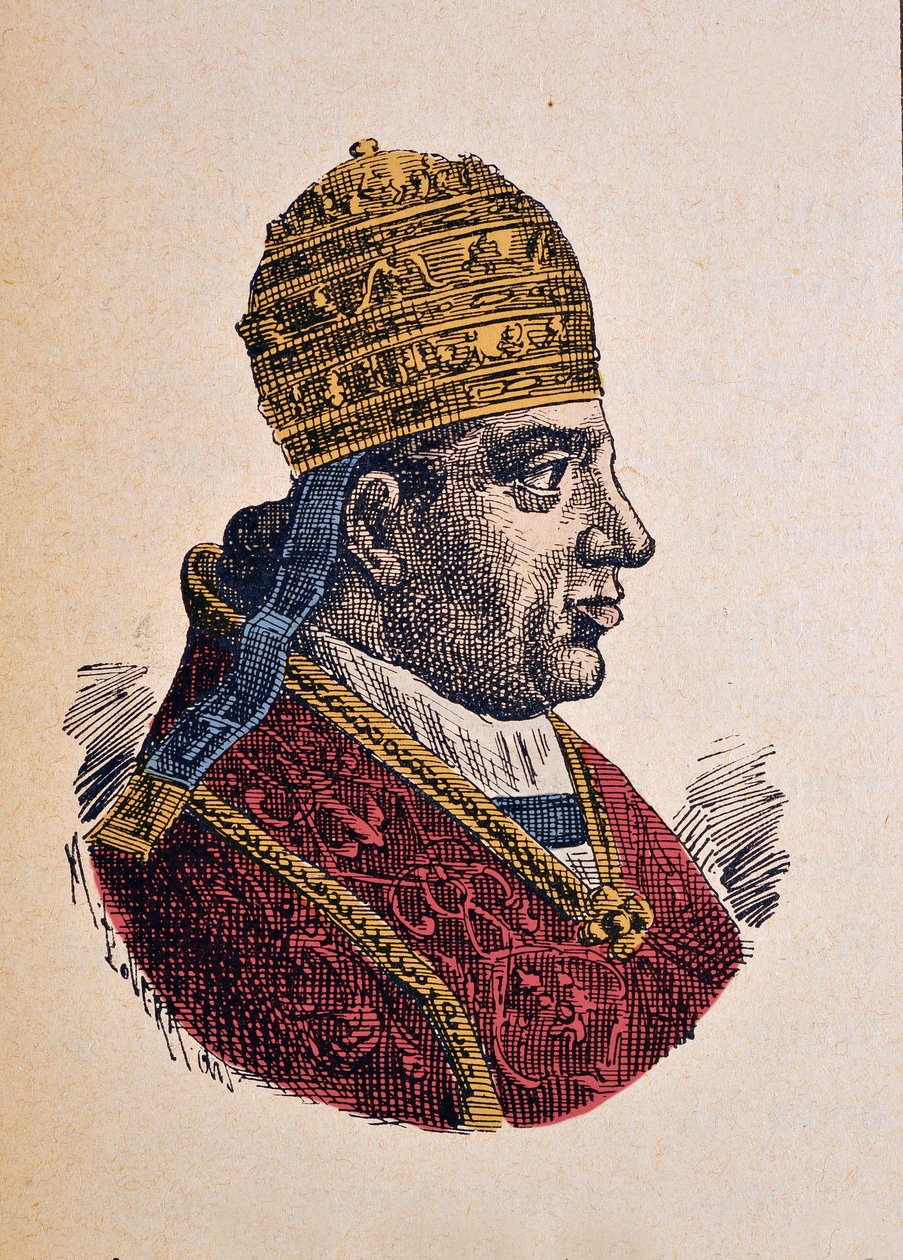 Porträtt av påven Innocentius XIII (Innocenzo, Innocentius) (1721-1724), 1898 (gravyr med senare färgsättning) av Italian School