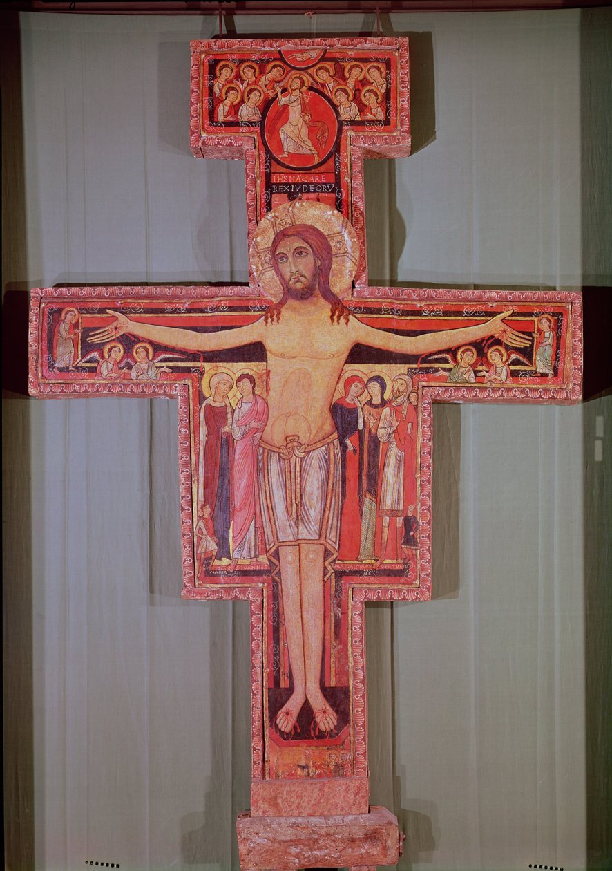 St Damianus krucifix (målat trä) av Italian School
