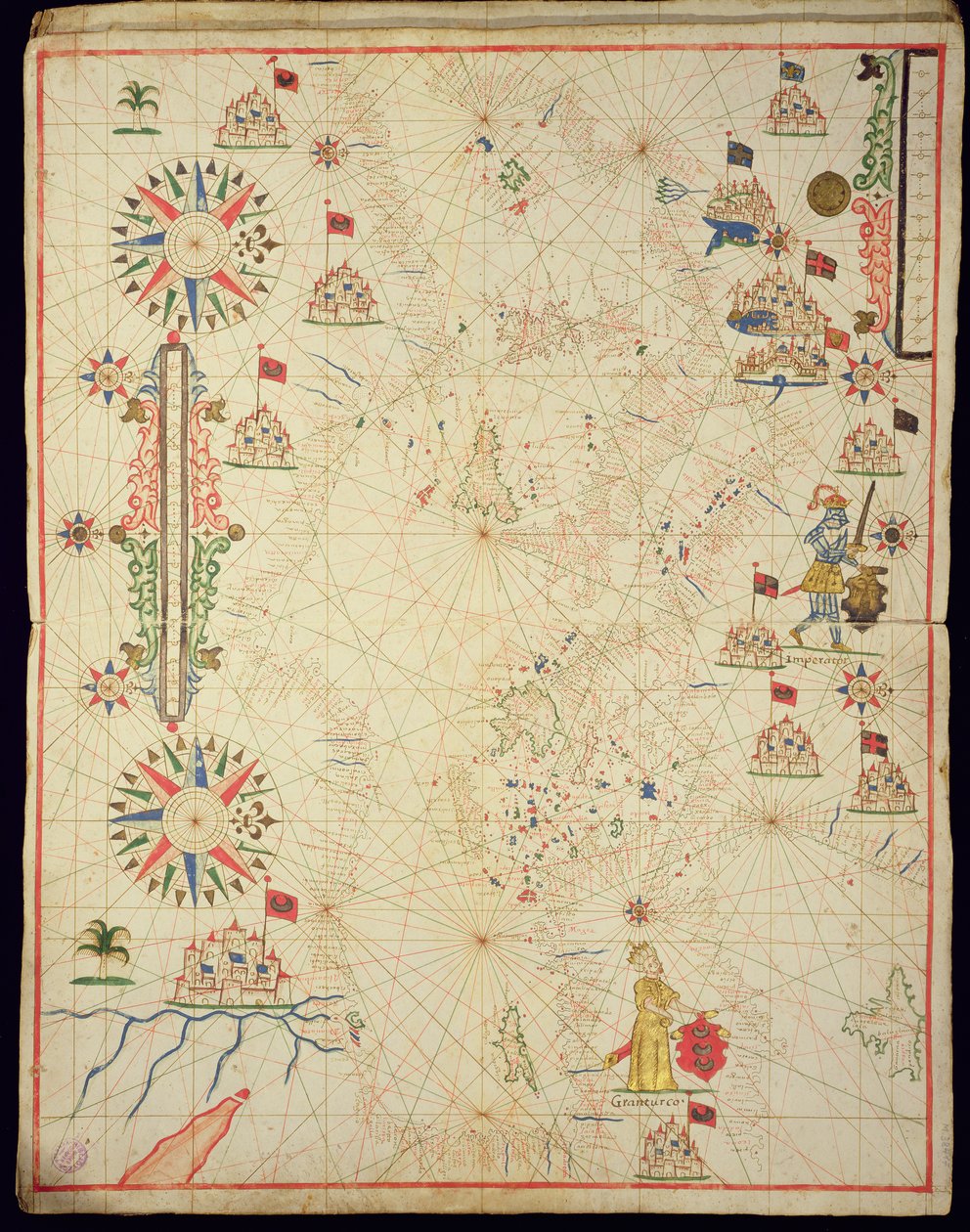 Medelhavsbassängen, från en nautisk atlas, 1646 (bläck på veläng) (se även 330937-330938) av Italian School