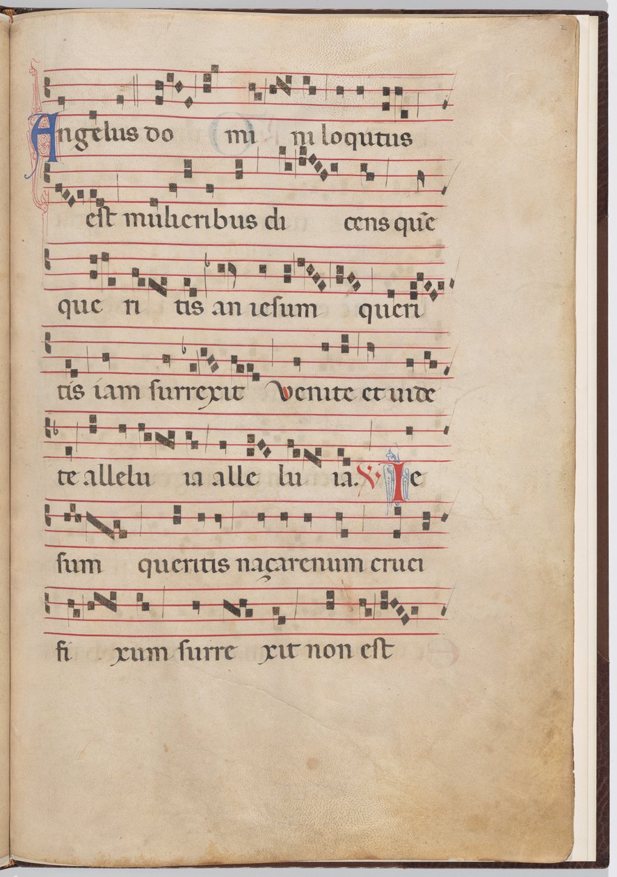 Blad 2 från ett antifonalt fragment av Italian 13th Century