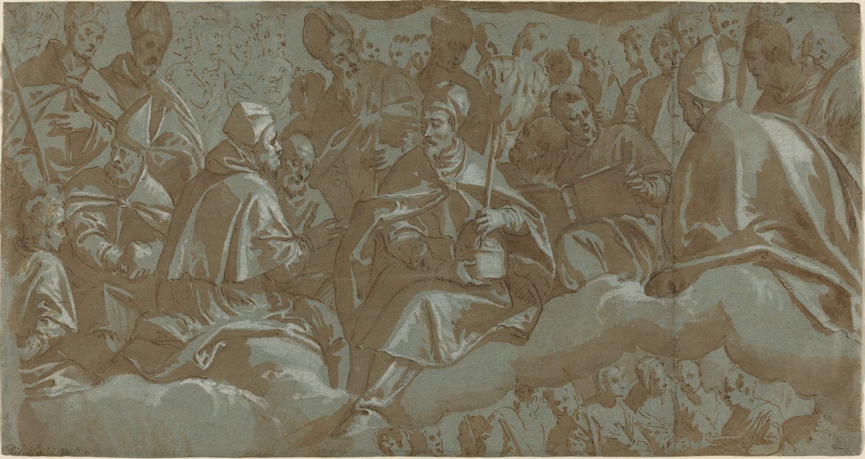 Heliga på moln av Italian 16th Century