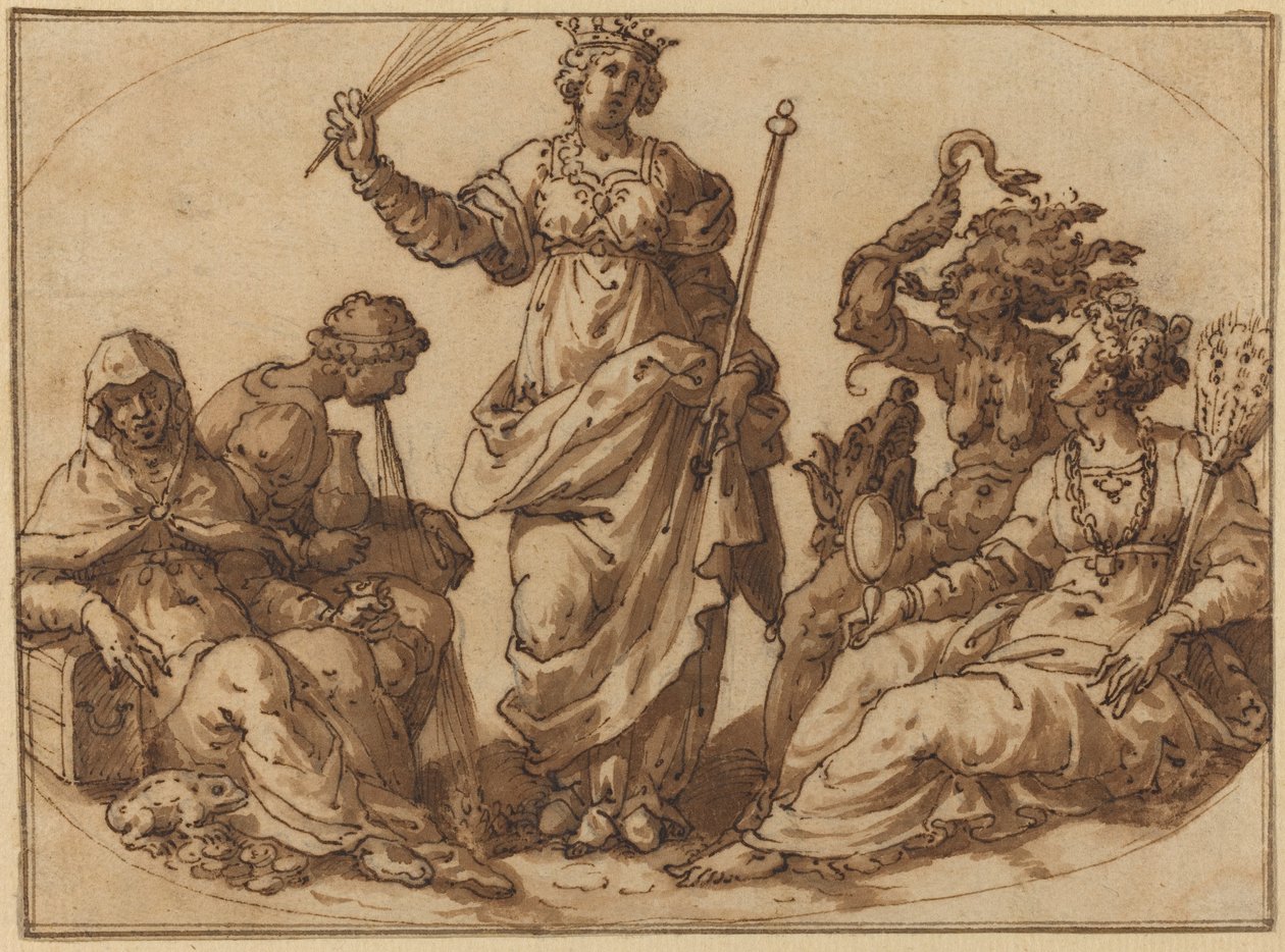 Dygd som segrar över laster av Italian 16th Century