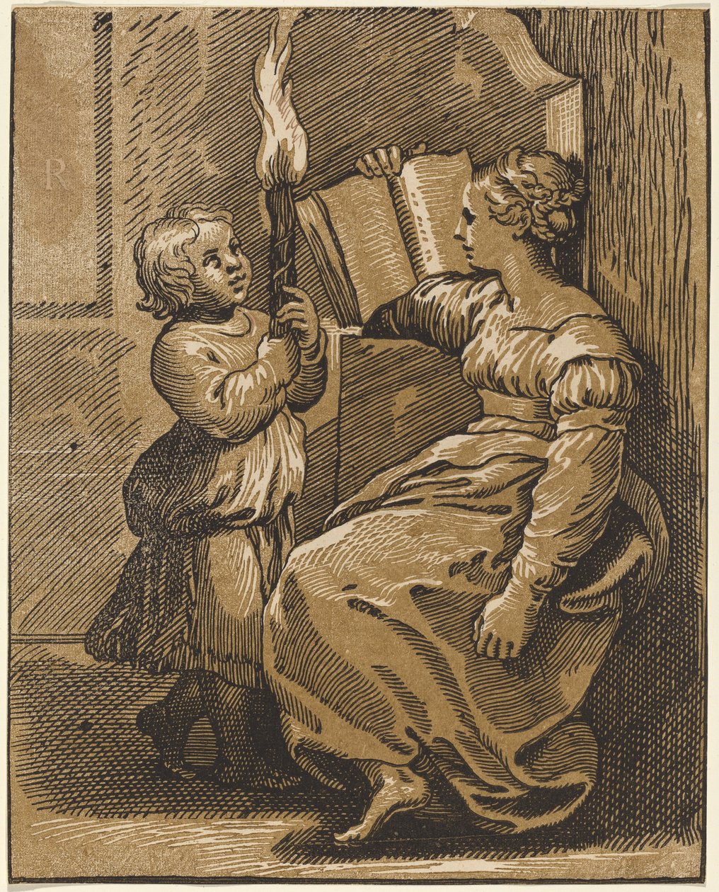 Sibyllläsning av Italian 16th Century, after Ugo da Carpi, after Raphael