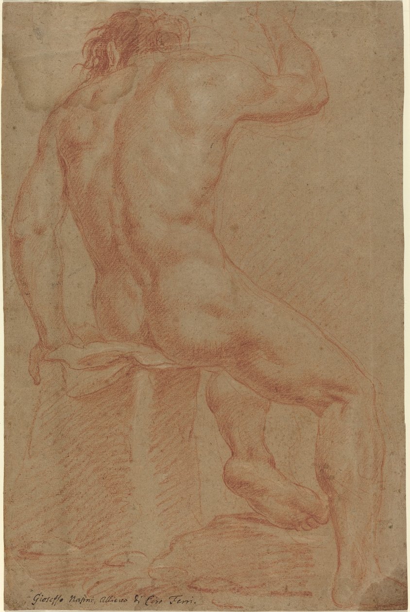 Naken mansfigur [recto] av Italian 17th Century