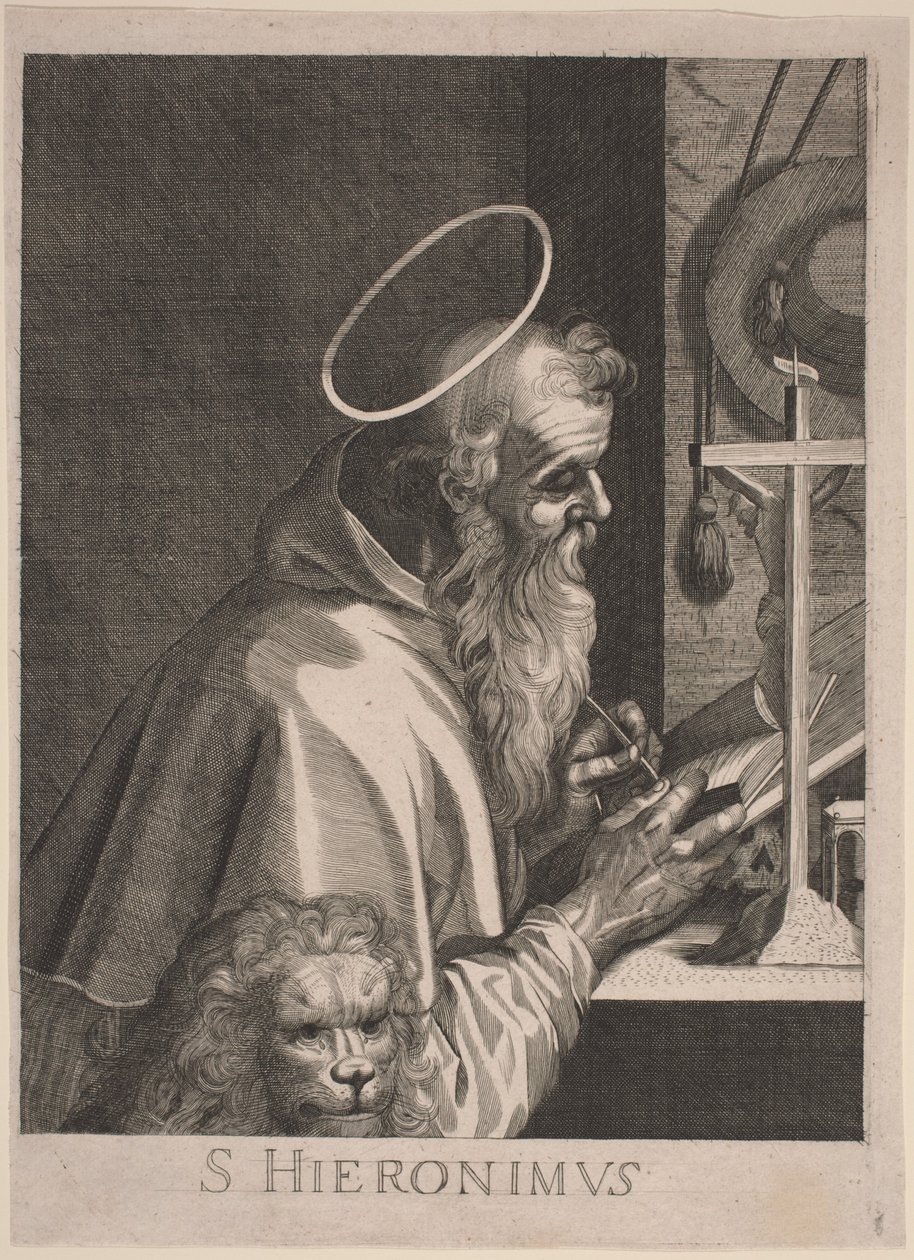 Sankt Jerome av Italian 17th Century, after Aegidius Sadeler II