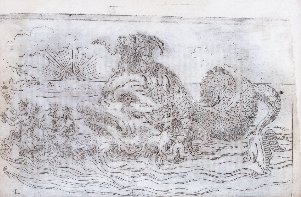 En fantastisk fiskvagn, 1579 av Italian School