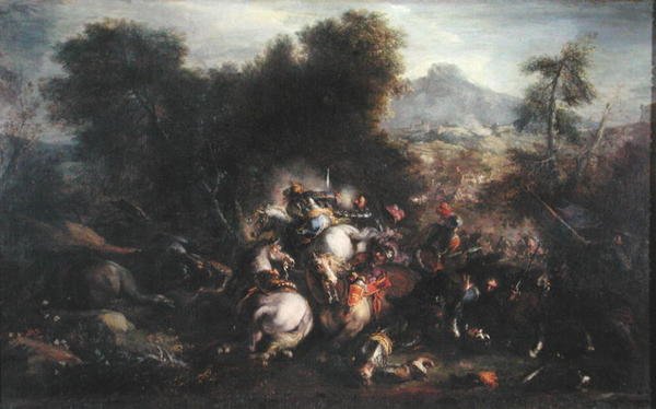 Battle Scene (olja på duk) av Italian School