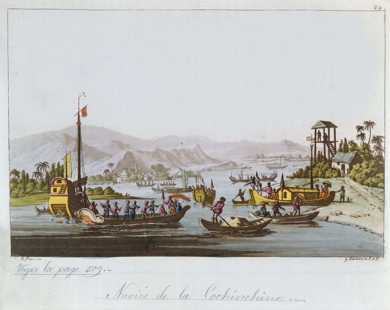 Båtar i Cochin Kina, ca. 1820-25 av Italian School