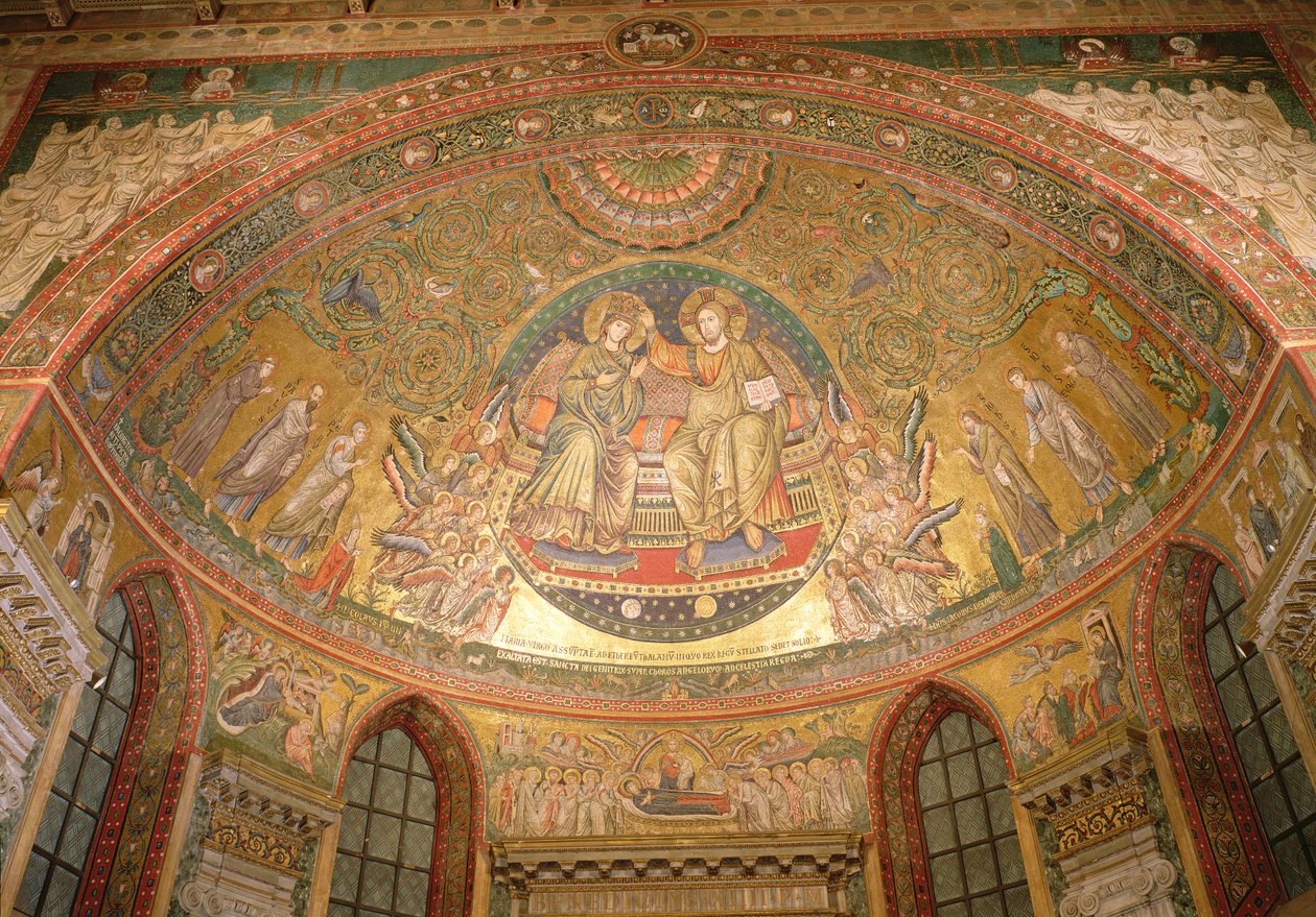 Kristus på tronen (mosaik) av Italian School